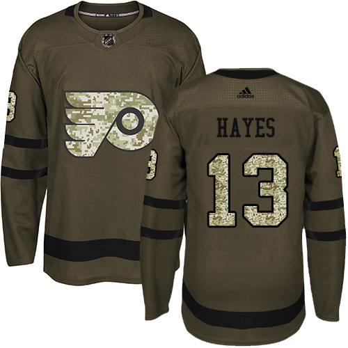 Adidas Flyers #13 Kevin Hayes Green Salute to Service Stitched Youth NHL Jersey